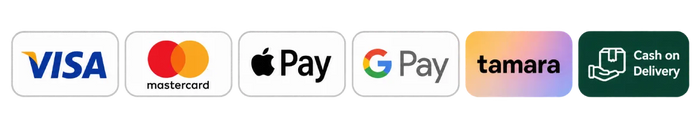 Visa, Mastercard, Apple Pay, Google Pay, Tamara and cash on delivery payment methods
