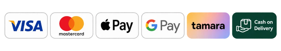 Visa, Mastercard, Apple Pay, Google Pay, Tamara and cash on delivery payment methods